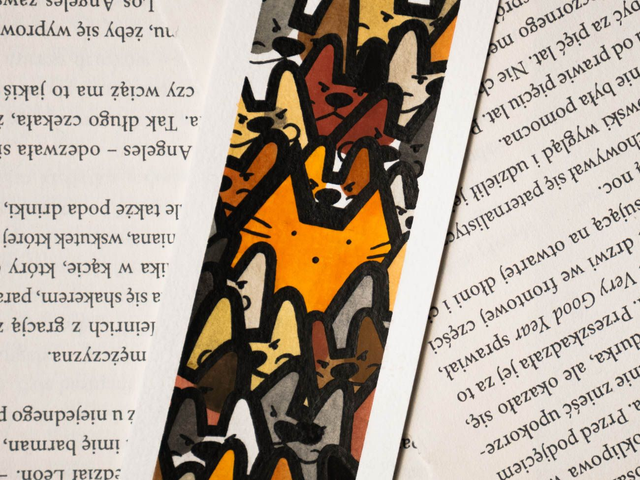 CATastrofa! zakładka do książki, ręcznie malowana akwarela