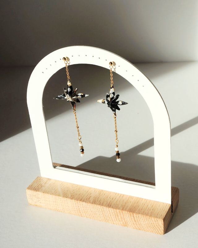 Boucles d'oreilles origami Rêve étoilé - Noires -