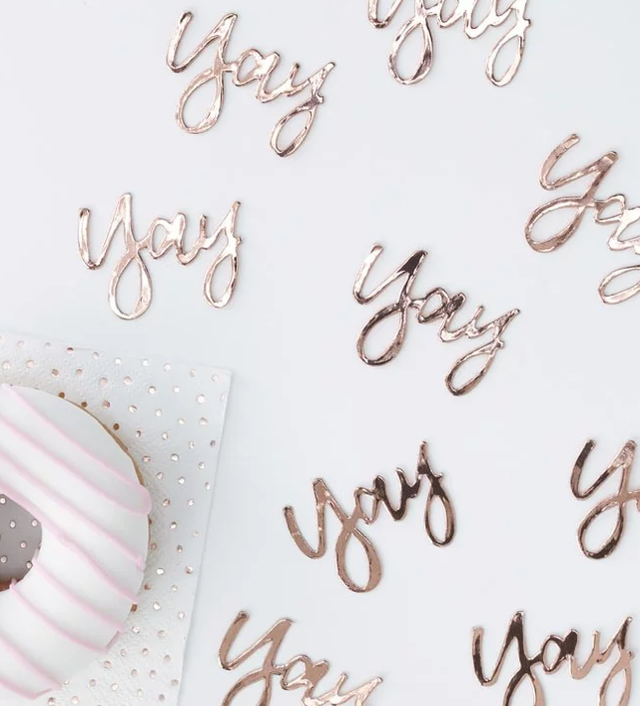 ‘Yay’ Rose Gold Confetti
