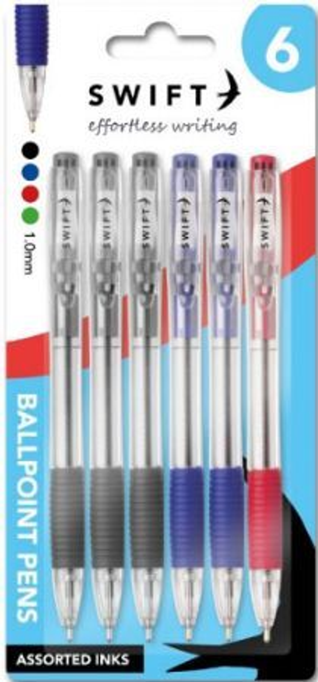Retractable Ballpoint Pens - pack of 6