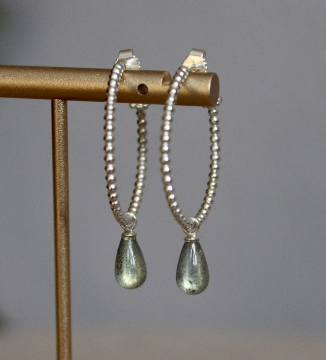 Creolen •Bubble• mit Labradorit 