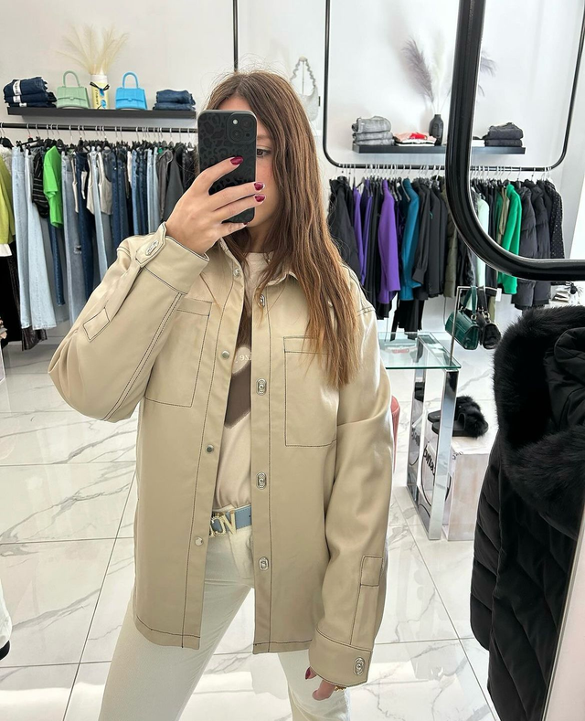 Camicia eco pelle beige 