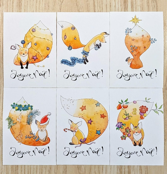 Carte de vœux Joyeux Noël Renard malin