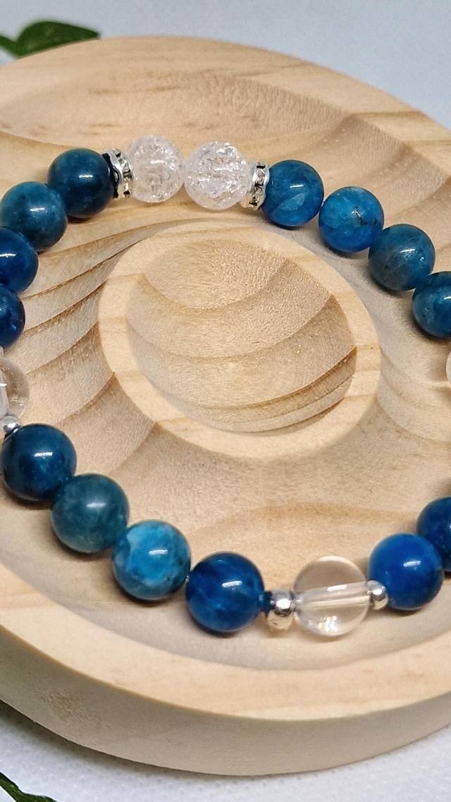 Bracelet Apatite bleue et Cristal de roche
