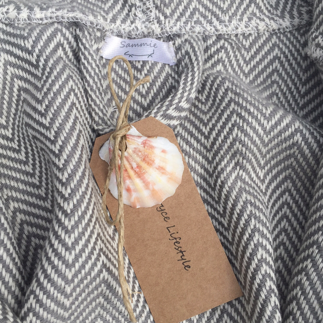 Kinder badjas grijs ecru 5-6 jaar