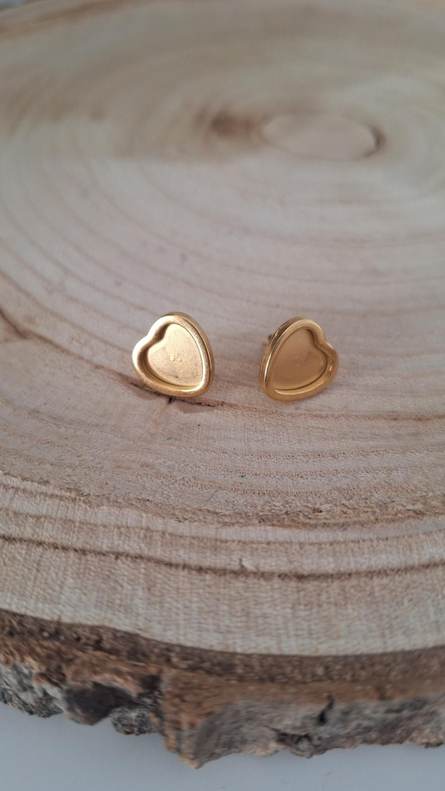 Boucles d&#039;oreilles Puces Cœur Doré Personnalisables