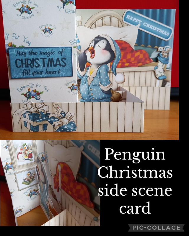 Penguin Christmas side scene card 