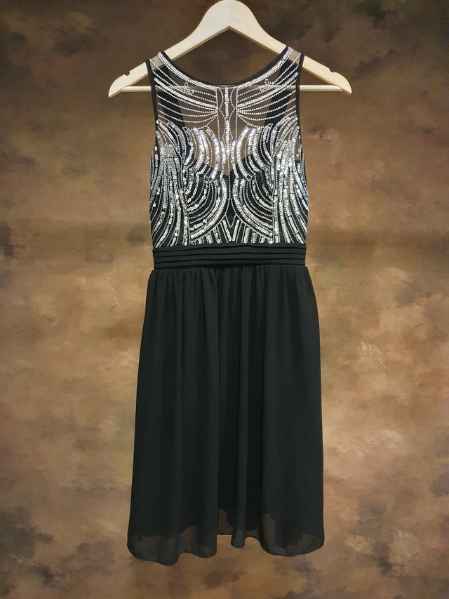 Cocktail kleid 36 schwarz mit glitzernd Silber