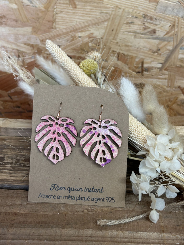 Boucles d’oreilles “feuille de Monstera&quot;