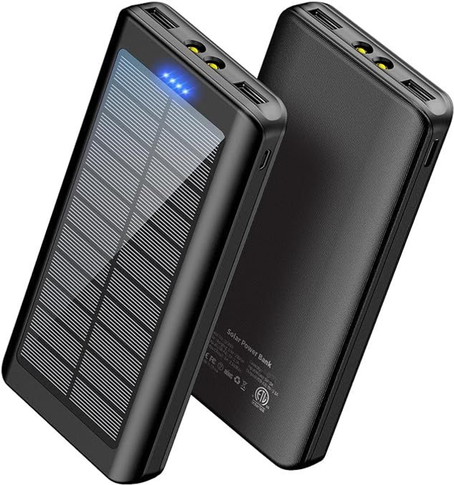 Solar Power Bank External Battery 30000mAh: Powerbank Mobile Outdoor Portable Charger with 2 USB Ports &amp; Flashlights (or similar) 