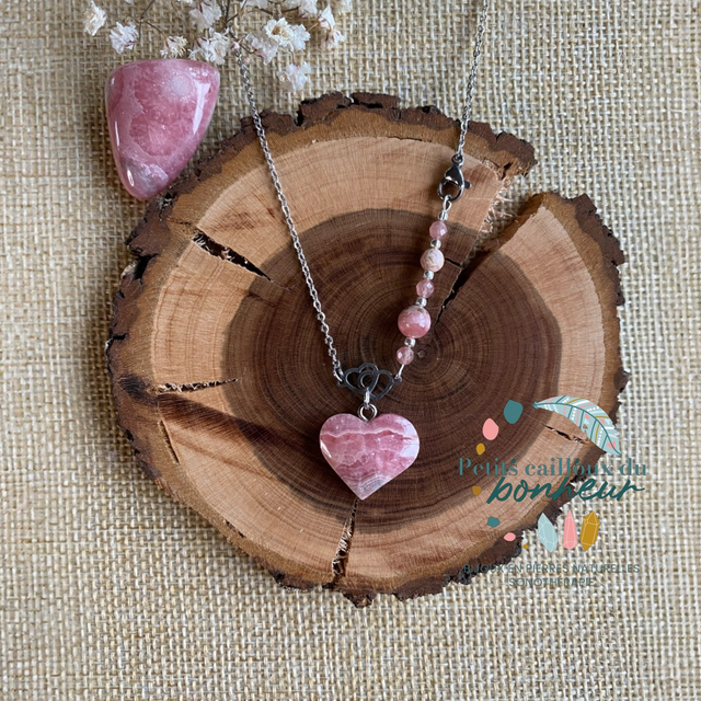 Collier Cœur d’Amour en Rhodochrosite