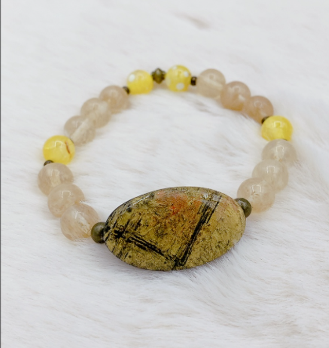 Bracelet "Eclat Naturelle"  Pierres de Citrine et Jaspe Jaune