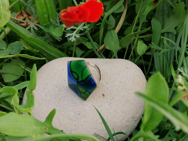 Bague "Graphique" réglable en argent