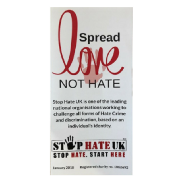 'Spread Love Not Hate' Leaflet