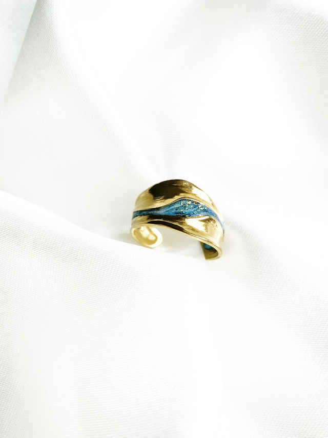 Bague Maya | Bleu gris et Or