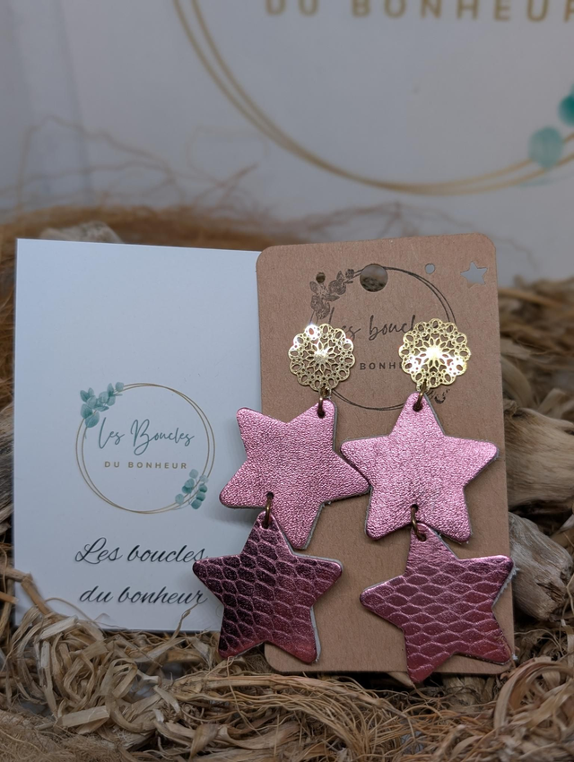 Boucles d&#039;oreilles Étoile rose ds028