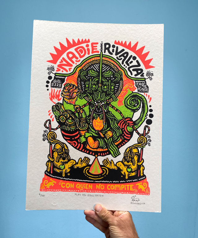 NADIE RIVALIZA - screen print on cardboard