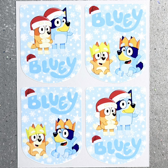 Blue Dog Christmas Stickers (Set of 4)
