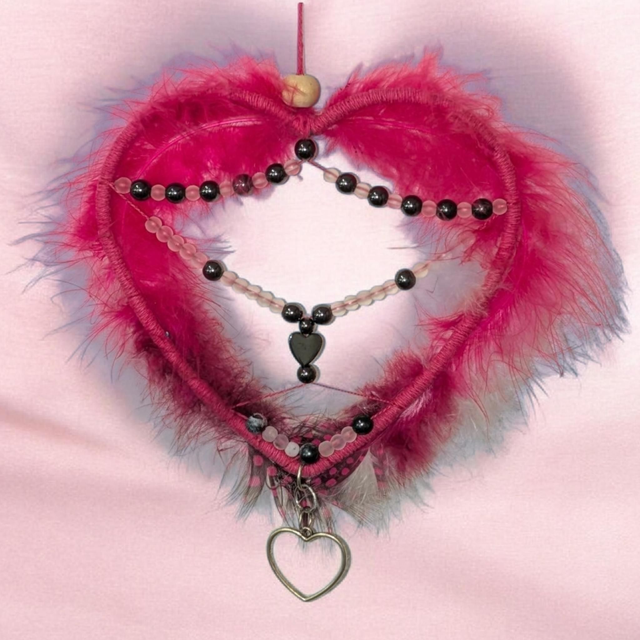 "Hématite &amp; Quartz rose" - Attrape-rêves - DC-31