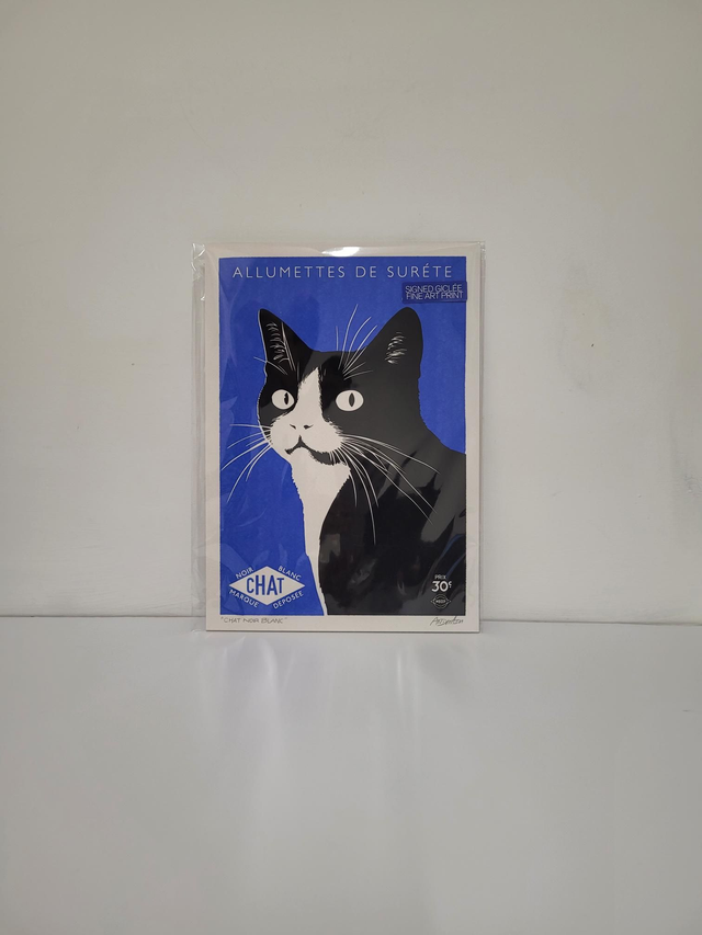 MASHBOX Chat Noir Blanc Signed Giclée A4 Print - JP-100