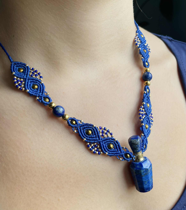 Collier fiole lapis lazuli