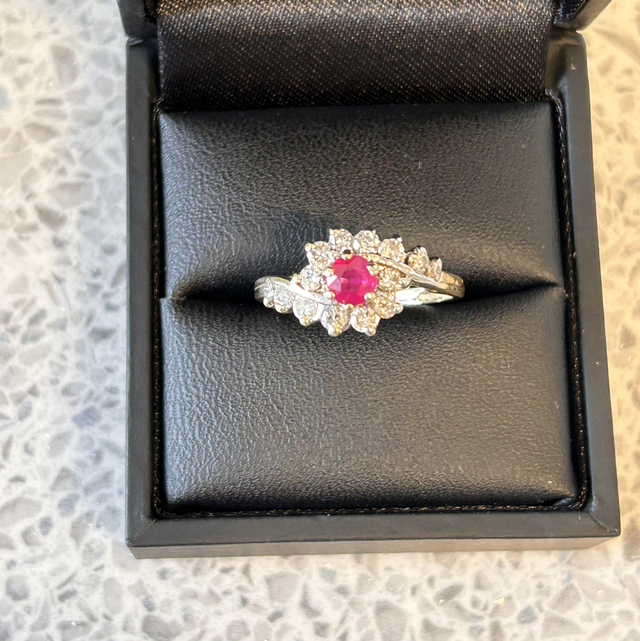 9ct yellow Gold Ruby and diamond ring 