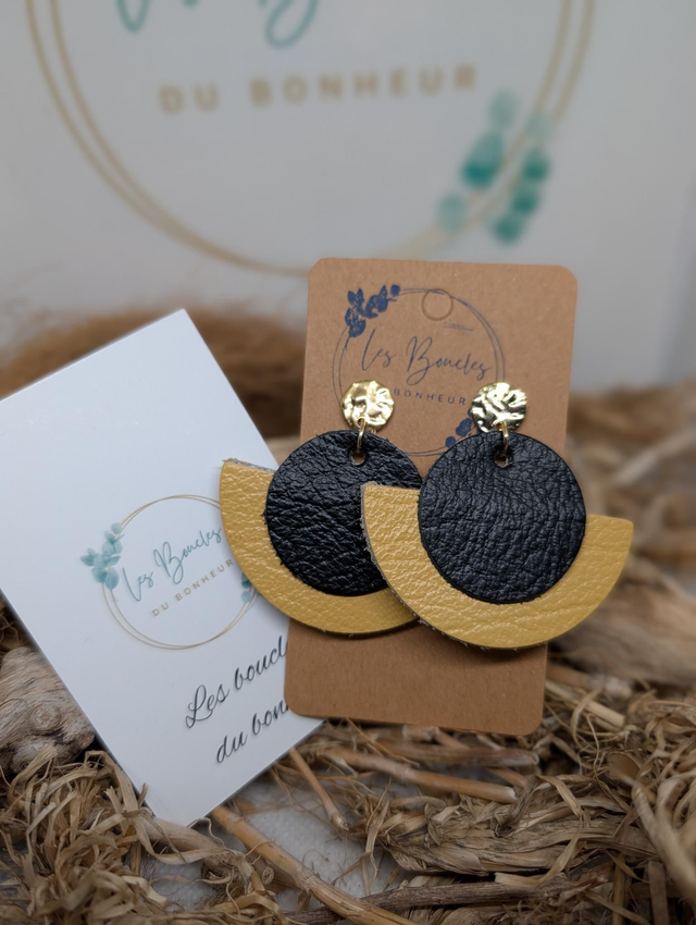 Boucles d'oreilles Dona noir jaune do057