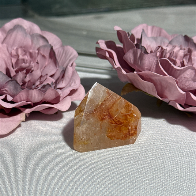 Brazilian quartz with golden healer and fire