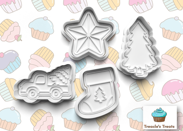 Christmas Theme Fondant/cookie stamps with cutters 0713