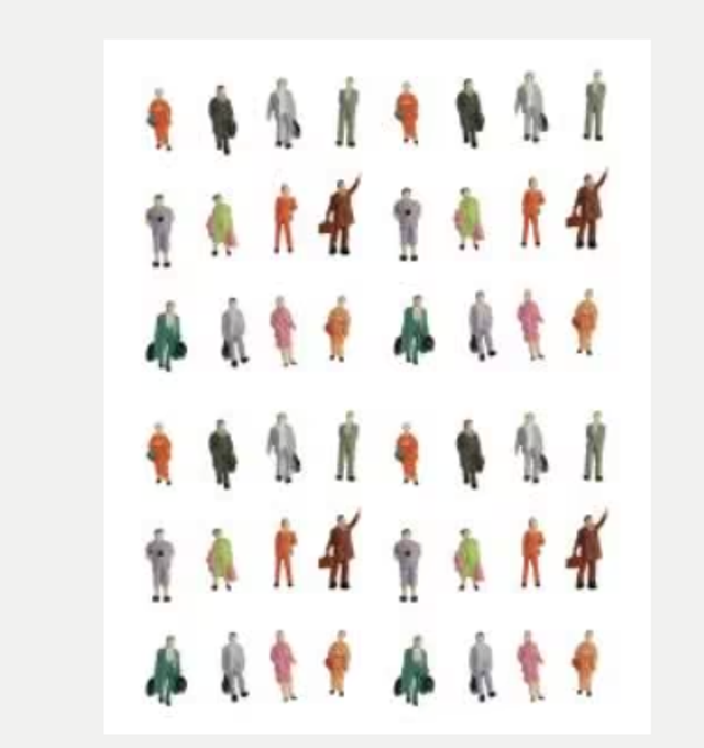 Modeltrein decoratieve figuren 50 stuks staand 1:87