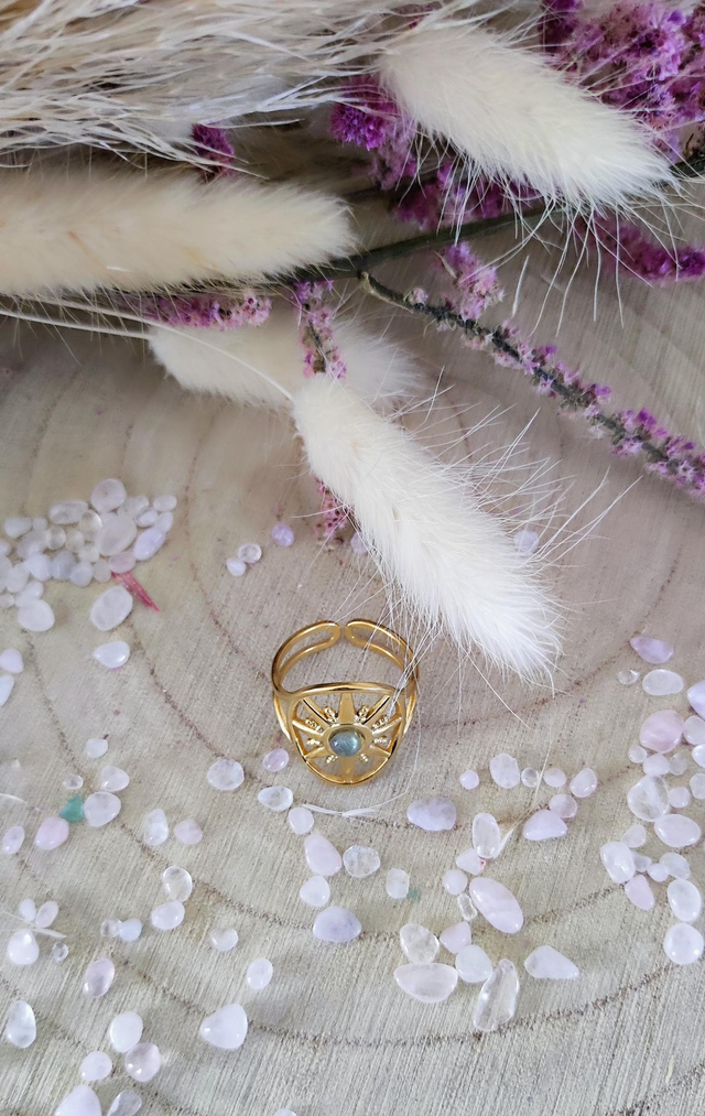 Bague Étoile Labradorite acier