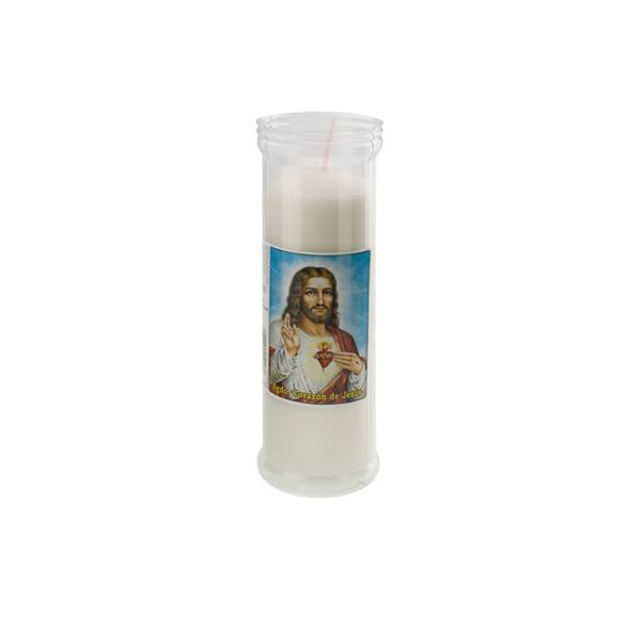 Velones Sagrado Corazón de Jesús 12cm Blanco