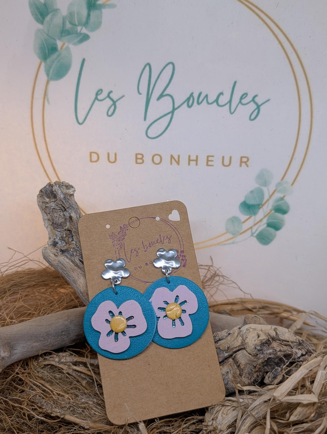 Moon fleur bleu rose mf002