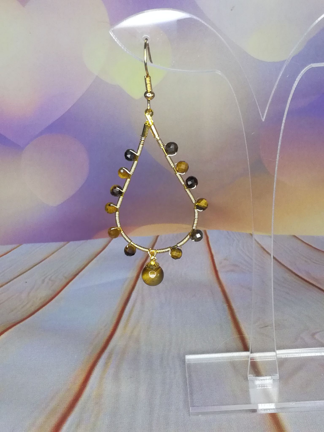 Boucles d'oreille goutte oeil de tigre