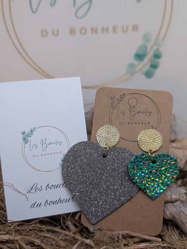 Boucles d&#039;oreilles Asymétrique argenté paillettes turquoise st012