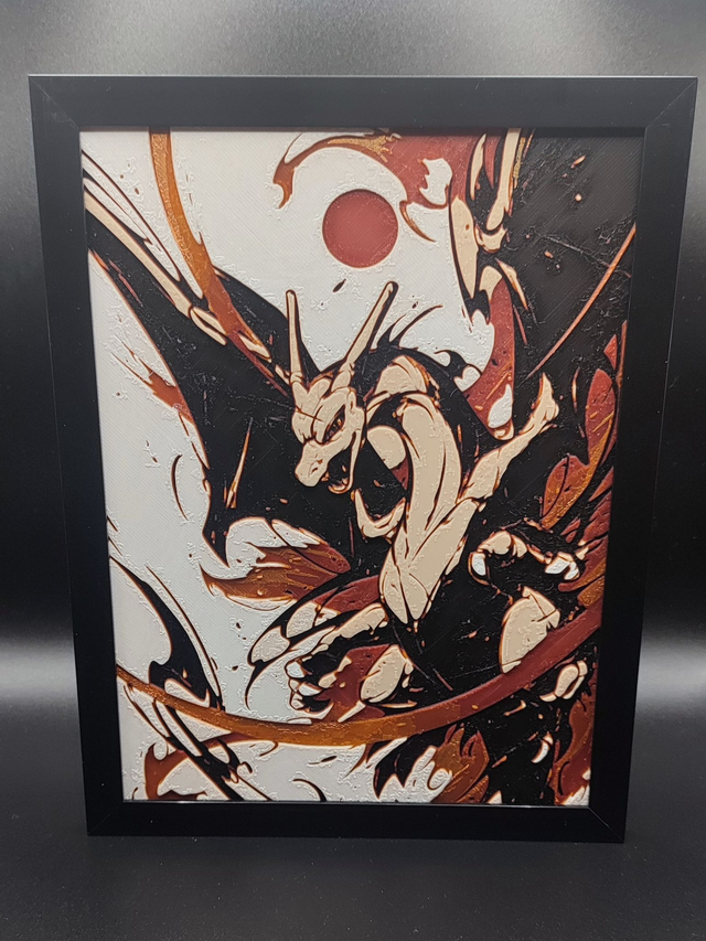 Cadre décoratif 3D personnalisé – 15×20 cm - Manga Dragon Feu