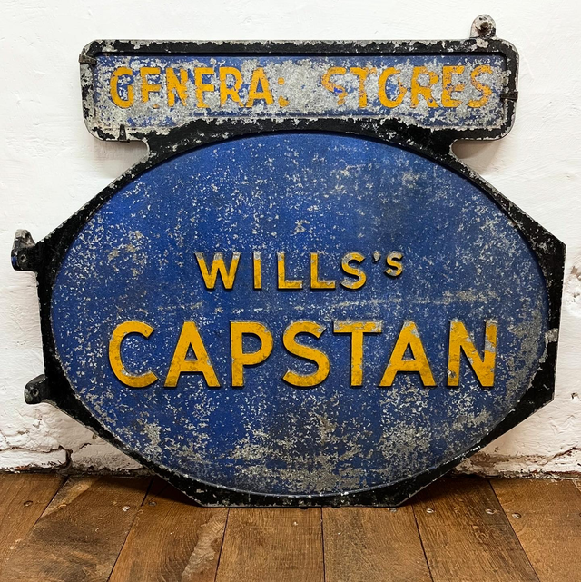 An Impressive WILL’s CAPSTAN Cigarettes sign with integral pediment “GENERAL STORES” 