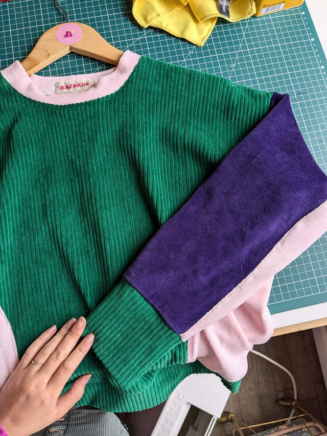 Sweat Velours Violet Rose Vert Taille S