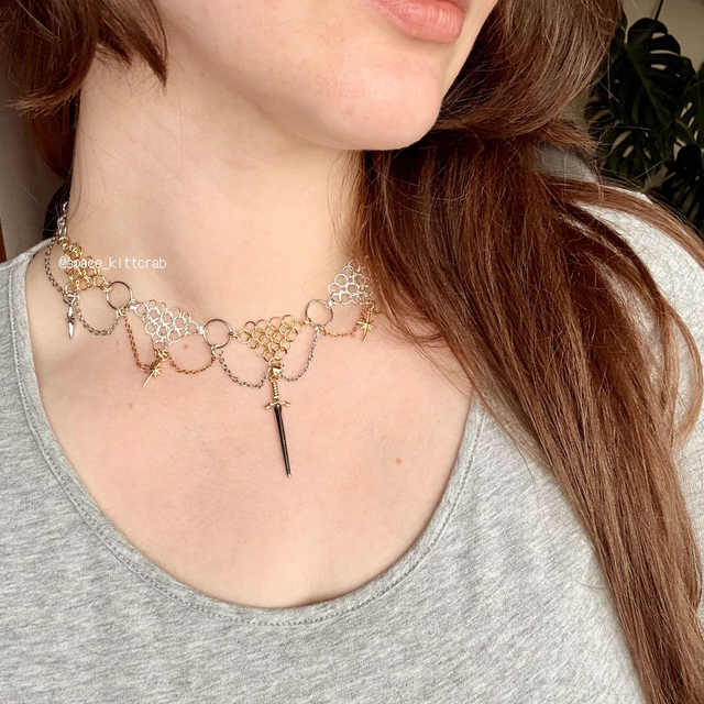 "Princess and the knight" chain maille necklace