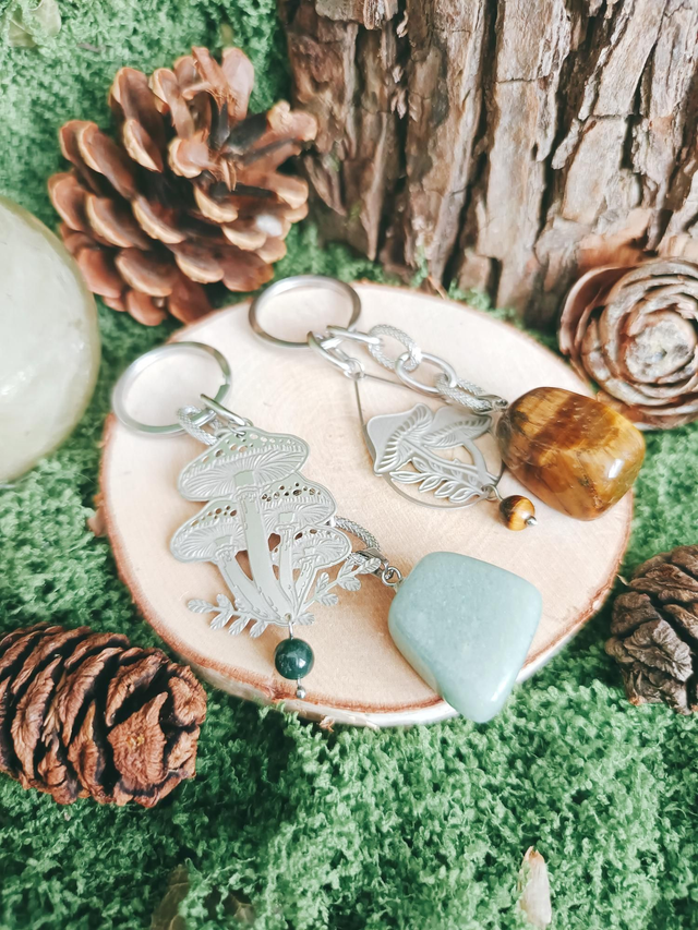 PORTE-CLÉS - MYSTERY POCKET (aventurine verte ou oeil de tigre)