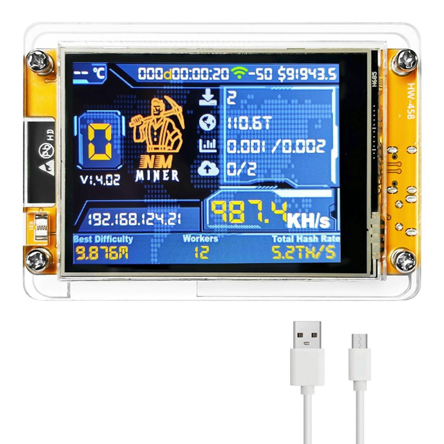 NerdMiner V2 – Bitcoin (987 H/s, NM_Miner, akryylikotelo)