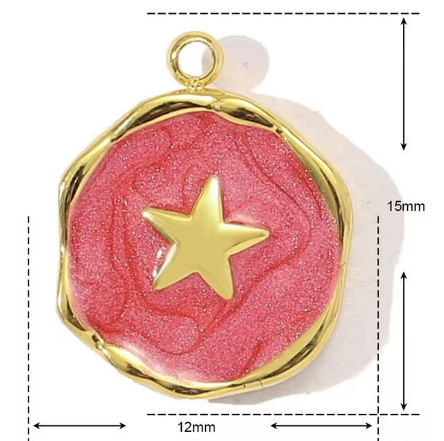 Charm stellina su base rosa glitter 