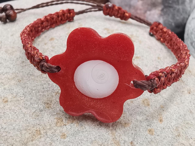 BCO-030 Bracelet fleur orange et cuivre 