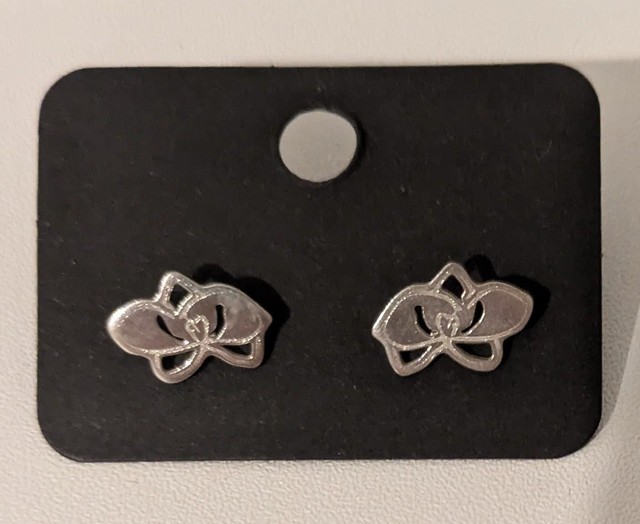Abstract orchid 10mm sterling silver studs 