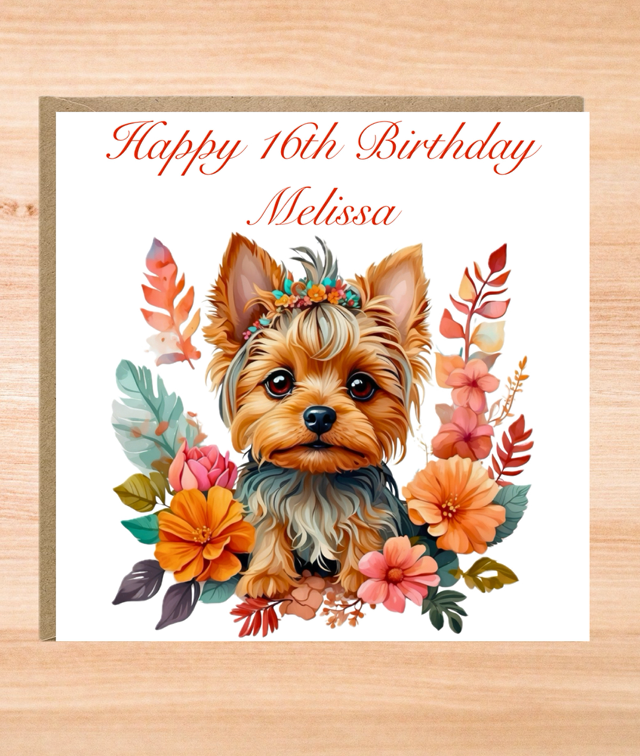 Personalised Extra Large Yorkshire Terrier Dog Birthday Card - 8x8