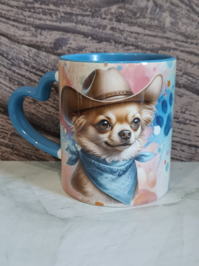 Collection Coloré Mug cœur bleu chihuahua