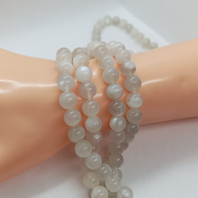 Pierre de Lune Blanche Fumée / Fil de Perles en 8 mm / Boules en Pierres Naturelles Rondes et Polies