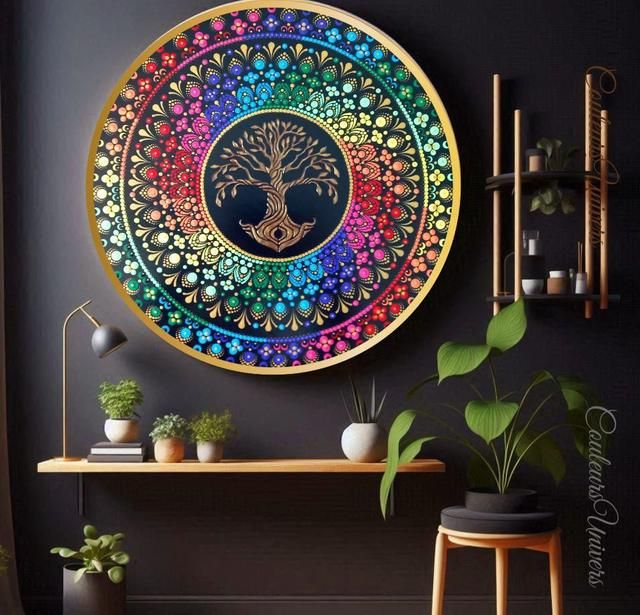 Décoration Murale - Tableau Arbre de vie et Mandala 