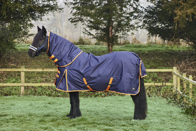 FIREFOOT 0g Turnout Rug Navy/Orange Detachable Neck SIZE 6'0