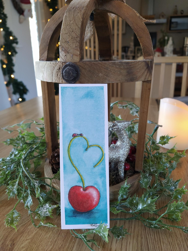 Marque Pages "Cerise et coccinelles", 5 x 15cm